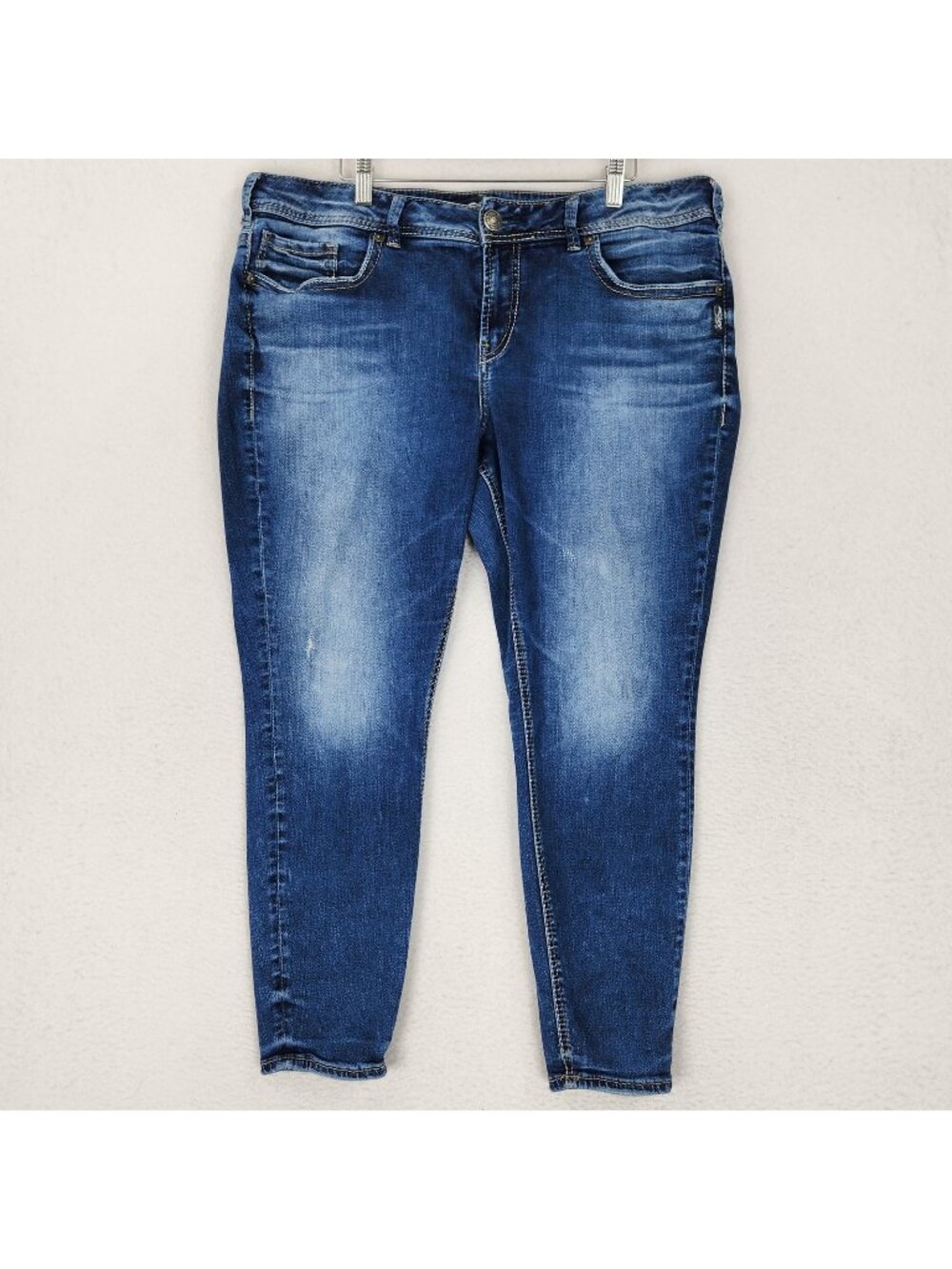 Silver Jeans Womens 18 Blue Avery Ankle Skinny Mid Rise Stretch Casual Denim